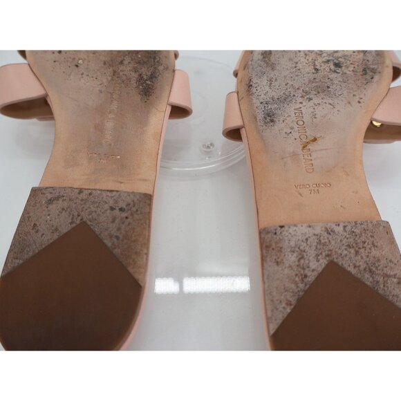 Veronica Beard Women's Via Leather Slide Sandals Size 7 Pink Gold Slip On Flats - Picture 10 of 11